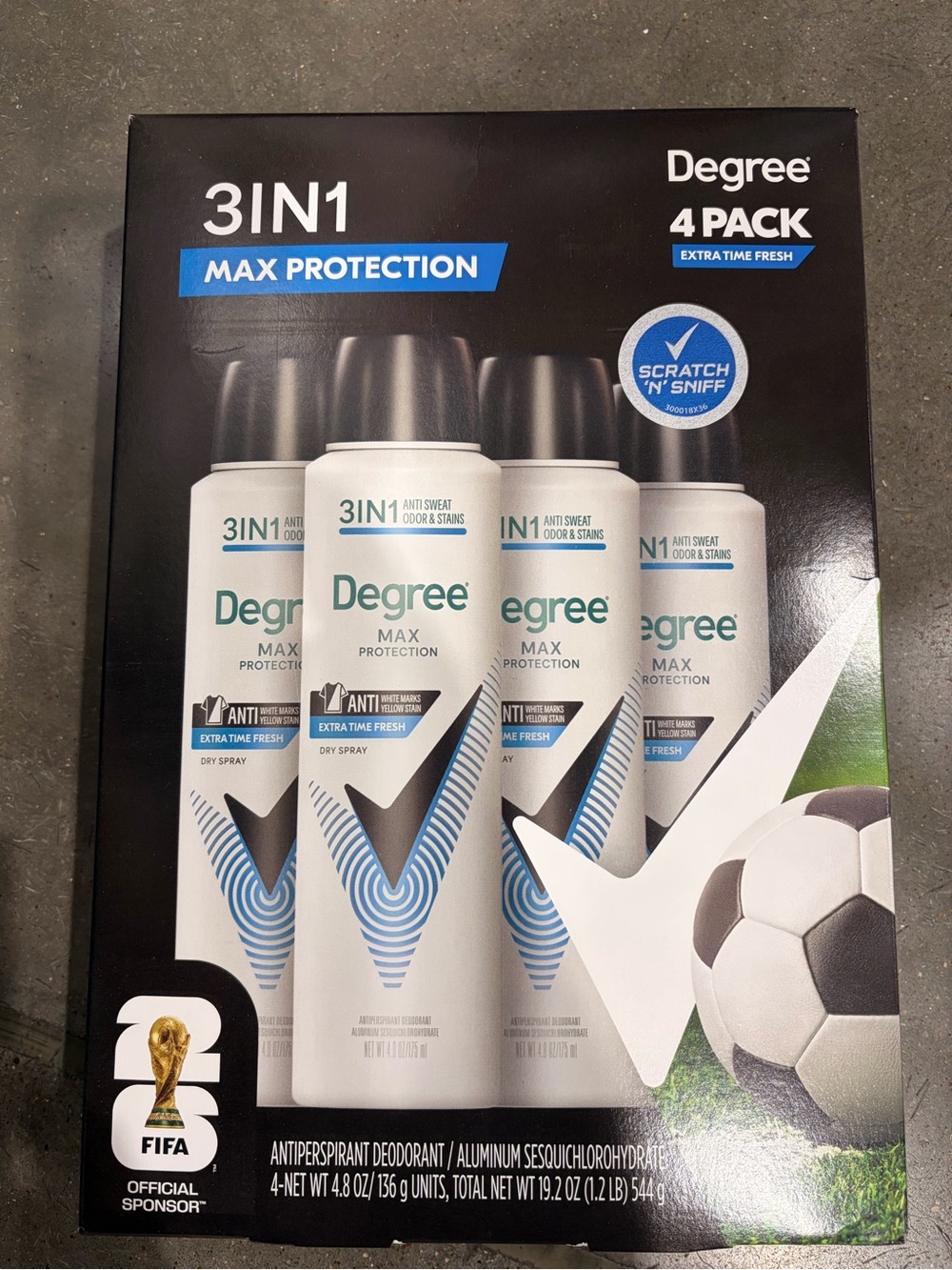 Degree Men Max Protection 3-in-1 Antiperspirant Spray - White (4 Pack)